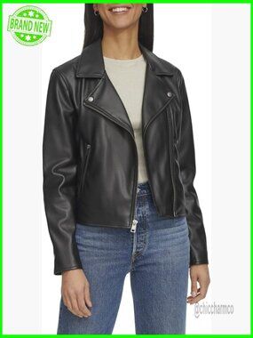 Faux Leather Moto Jacket with Asymmetrical Zipper, Standard & Plus Sizes